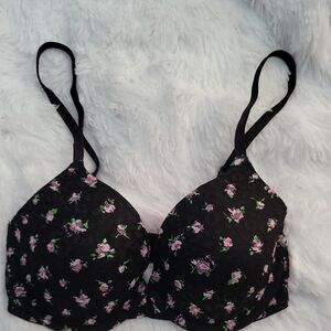 VICTORIA'S SECRET Floral Black Bra